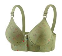 Soporte de garganta para mujer elegante push up sujetador y cuello en V cómoda ropa interior sujetador inalámbrico apoyo garganta deporte sujetador lencería diaria con elegancia femenina, verde, 36