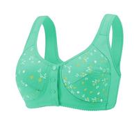 Soporte de garganta para mujer estampado gorro integral ligero, gran tamaño, cierre frontal sin armadura, deporte de encaje cubierta de pechos cómodo estilo camiseta Senior, verde, 4X-Large