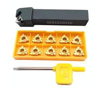 Soporte de herramienta de torneado de rosca indexable de carburo CNC SER1616H16 de 5/8 "con 10PCS 16ER AG60 de carburo indexable Hoja de inserción de torneado.