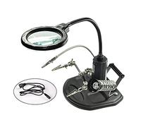 Soporte de hierro de soldadura con abrazadera LED para manos de ayuda con lupa de vidrio, estación de soldadura