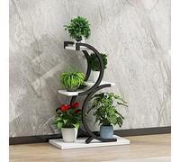 Soporte de hierro para plantas de 4 niveles, estante de flores de metal para balcón y exterior, elegante escalera de flores y decoración del hogar (color: blanco B)