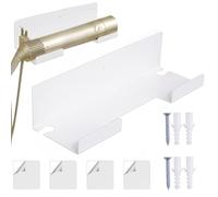 Soporte de hierro plano - Estante de almacenamiento de pared acrílico | Cabello Dryer Holders | Baño Travel Sink Cabinet Vanity Salon Makeup Dresser Organizador Haircare Tool Stand Straightener Wand
