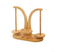 Soporte de hilo de madera con base magnética y husillos dobles giratorios suaves para tejer y gestionar el hilo de ganchillo (color madera)