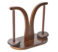 Soporte de hilo de madera - Soporte magnético, herramienta de hilado de punto, organizador de ganchillo, diseño giratorio de doble husillo, madera maciza resistente y duradera, perfecta costura