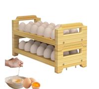 Soporte de huevos de doble capa - Diseño rústico apilable, estructura compacta de encimera, soporte de almacenamiento de huevos de dos niveles para encimera de cocina, estante de despensa, expositor