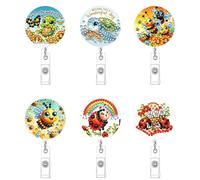 Soporte de identificación con clip de diamantes fora proyectos de diamante, con relé retráctil, brillante y cristalino, fora trabajo, maestros, estudiantes y oficina, set de 6 piezas