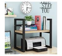 Soporte de impresora de 2 niveles con almacenamiento de madera para el hogar, oficina, soporte de papel y suministros de oficina, estante de impresora que ahorra espacio para una gestión eficiente del