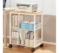 Soporte De Impresora De Escritorio De 3 Niveles, Mesa De Impresora Grande, Soporte De Piso con Ruedas, Carrito De Almacenamiento Resistente con Ruedas(White)