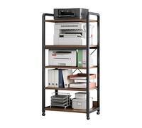 Soporte de impresora multicapa con ruedas, marco de acero resistente de 20 mm, estante de almacenamiento para oficina en casa y cocina (negro, 60 x 30 x 140 cm)