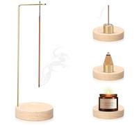 Soporte de Incienso 2 en 1, Base de Madera Hecho a Mano, diseño Moderno con Bobina de Cono, 9 Agujeros, Quemador de Incienso para decoración del hogar, Oficina, Yoga, meditación (Color Madera)