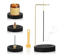 Soporte de Incienso 3 en 1, Base de Madera Hecho a Mano, diseño Moderno con Bobina de Cono, de 9 Orificios, Quemador de Incienso para decoración de la Sala de meditación de Yoga en la Oficina en casa