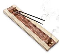 Soporte de incienso de palisandro para varillas, quemadores de incienso dobles hechos a mano de 11 pulgadas con soporte de cono, hermoso soporte de varillas de incienso de madera natural, para los
