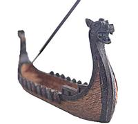 Soporte de Incienso de reflujo de reflujo, Bote de dragón, Soporte para Varillas de Incienso, de Resina, Vikingos, Quemador de Incienso Retro, Adorno para decoración del hogar (24 x 12 x 5 cm)