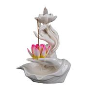 Soporte de incienso decorativo de cerámica, quemador de incienso de reflujo de flores para amantes de la meditación y decoración del hogar