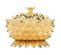 Soporte de Incienso Flor de Loto, Base Decorativa Budista de Metal Dorado para Conos de Incienso, Decoración de Interiores