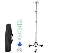 Soporte de infusión con ruedas, plegable, con 4 ganchos, 3 ruedas, soporte de acero inoxidable, altura ajustable de 90 a 190 cm