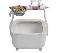 Soporte de inodoro para pájaros con cubo, perca trepadora de cacatúas, estación de molienda de patas con taza de alimentación para loro, tortolito, soporte de escalada de periquitos de escritorio