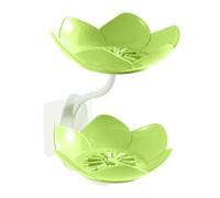 Soporte de jabón con - 16 x 11,5 x 11,5 cm - Jabonera con forma de otus de doble capa - Fijación de pared sin perforar | para cuarto de baño, cocina, almacenamiento rosa