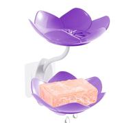 Soporte de jabón con - 16 x 11,5 x 11,5 cm - Jabonera con forma de otus de doble capa - Fijación de pared sin perforar | para cuarto de baño, cocina, almacenamiento rosa