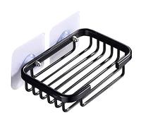 Soporte de jabón de baño, jabonera Adhesiva de Aluminio, Soporte de Esponja para baño e Inodoro, Soporte de jabón para Pared de Ducha, sin taladrar (Negro)