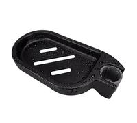 Soporte de jabón de ducha con clip, compatible con poste de 22 mm, plato ABS para ducha, bandeja cromada ajustable de 360° para fregadero de cocina y baño (negro)