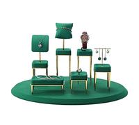Soporte de joyería 7pcs / Pack Soportes de exhibición collar joyería, Exhibición reloj Pendiente Anillo Pulsera Juego soporte for espectáculo, Terciopelo verde Organizador de Joyas