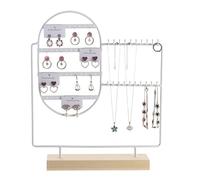 Soporte de Joyería Estante de madera for pendientes, estante escritorio for el hogar, almacenamiento, soporte exhibición para Exhibición y Almacenamiento(Blanco)