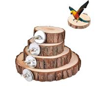 Soporte de juego de madera natural para pájaros - Jaula para pájaros con percha y plataforma - Accesorios con juguetes incluidos para aves y pequeños animales.