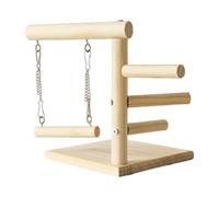 Soporte de juego Parrot - Torre de actividad de madera 45 x 32 cm, poste de escalada elevado, haz antideslizante, configuración de exploración atractiva de varios niveles | Percha de entrenamiento dom