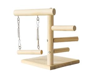 Soporte de juego Parrot - Torre de actividad de madera 45 x 32 cm, poste de escalada elevado, haz antideslizante, configuración de exploración atractiva de varios niveles | Percha de entrenamiento dom