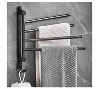 Soporte de la Barra de Toallas de latón montada en la Pared/Black giratoria Organizador de Perchas de Toalla para baño, Barra de Toalla de 4 Barras Colgante Giratorio de Brazo Almacenamiento de baño