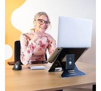 Soporte de Laptop Ergonómico - R-GO - Elevador - Compuesto de Aluminio Hylite 3A - 5 Posiciones Ajustables - Ligero 5 kg