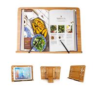 . Soporte de Lectura de Madera. Atril Multifunción, Portátil, Ajustable y Plegable, para Libros de Cocina, Documentos, Portátil, Tableta o iPad.