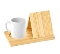 Soporte de lectura de madera | Pantalla de libro versátil | Reserva rústica con función de soporte de taza integrada | Elegante accesorio de mesa para la biblioteca de configuración de