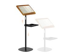 Soporte de lectura de pie con bandeja, soporte de madera para libros con altura ajustable de 50 a 140 cm, ángulo ajustable de 180 grados, escritorio portátil para tablet con clips de papel de página