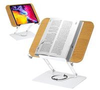 Soporte de lectura - Soporte para libros | Soportes De Página Giratoria: Plataforma De Rotación Sesenta Grados, Ayuda De Visualización De Aluminio Y Madera, Ideal para Estudio, Cocina, Sesiones