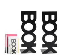 Soporte de Libro de Sujetalibros 1 Pares Sujeta Libros Estanteria de Metal Base Antideslizante para Casa Oficina Biblioteca Escuela (Negro)