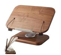 Soporte de libro para soporte de lectura, soportes de libros para leer en manos libres,Bandeja portalibros con clips de página | Soporte de libro resistente con marco de madera y aluminio, con