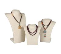 Soporte de lino for collar, maniquí for exhibición de joyería, soporte for colgantes, modelo de estante, marco de busto for cuello, escaparate de joyería(WHITE,26cmx21cm)