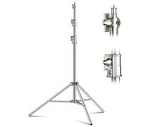Soporte de luz de acero inoxidable de 2,5 m, soporte de trípode de fotografía resistente con adaptador de tornillo de 1/4 a 3/8 pulgadas para luz estroboscópica, luz de video LED, luz de anillo,