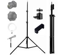 Soporte de luz para fotografía, 210 cm, aleación negra, soporte de luz de viaje, trípode portátil ligero para estudio fotográfico para teléfono, grabación de video, caja de luz, flash, luz de