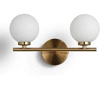 Soporte de luz Soporte de Metal Iluminación Elegante Elegante Vintage Metal Dorado Vidrio Mate Industrial Moderno Soporte Doble Luces Restaurante TV Soporte de Fondo Barra de luz Aplique de Pared