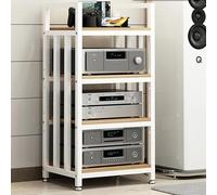 Soporte de madera ajustable para medios AV, estante de suelo de 3 niveles para tocadiscos y equipos estéreo, solución de almacenamiento de alta fidelidad, diseño moderno, muebles de cine en casa