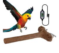 Soporte de madera de simulación, asiento para pájaros con calefacción para | jaula, soporte para pájaros con calefacción de madera simulada, cálido y cómodo soporte para estación de calefacción para