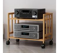 Soporte de madera HiFi de 2 niveles ajustable, estante de audio resistente para DVD/consola/TV Box Shelf Rolling Stereo Cabinet 48.3 cm madera natural B 80 cm Perfecto para cine en casa