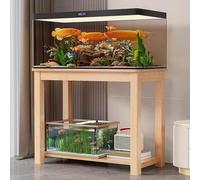 Soporte de madera maciza para acuario, mesa doble para pecera, estante multiusos para plantas de interior, mesa de impresora de terrario de reptiles y tortugas (60 x 30 cm)