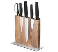 Soporte de madera magnético doble cara para cuchillos utensilios con protector