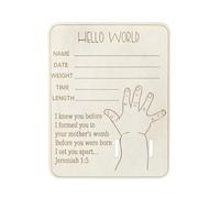 Soporte de madera natural para recuerdos de nacimiento de bebé, grabado con detalle de nacimiento para nuevos padres, recién nacidos, anuncio de nacimiento, hitos de crecimiento, regalos