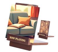 Soporte de madera para discos - Soporte para discos con diseño grabado, almacenamiento de archivos de periódicos con base extendida, elegante almacenamiento de álbumes para decoración del hogar