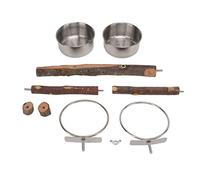 Soporte de Madera para Loros con tazón de Comida de Acero Inoxidable, Juego de comederos para jaulas de Aves, posadero de Madera de Manzana Natural con tazón de alimentación (l)